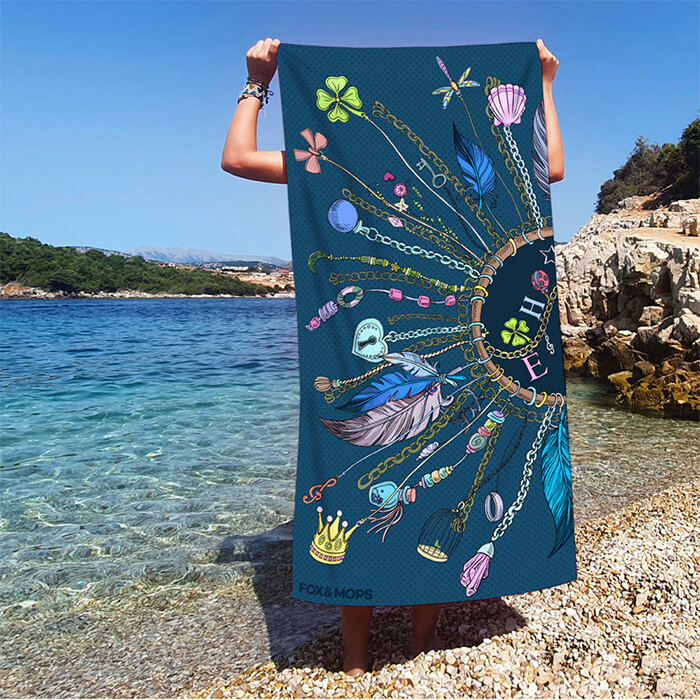 Плажна хавлия от колекцията -  Талисман синьозелена